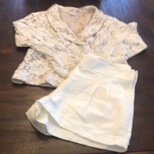J CREW cream color pleated shorts